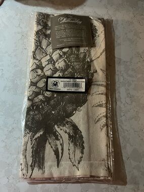 Williamsburg Pineapple Print Kitchen Napkins - Natural & Brown (Set)